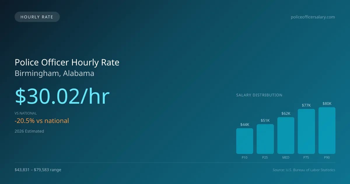 Police Officer Hourly Rate in Birmingham, AL — 2026 est., based on 2025 BLS
