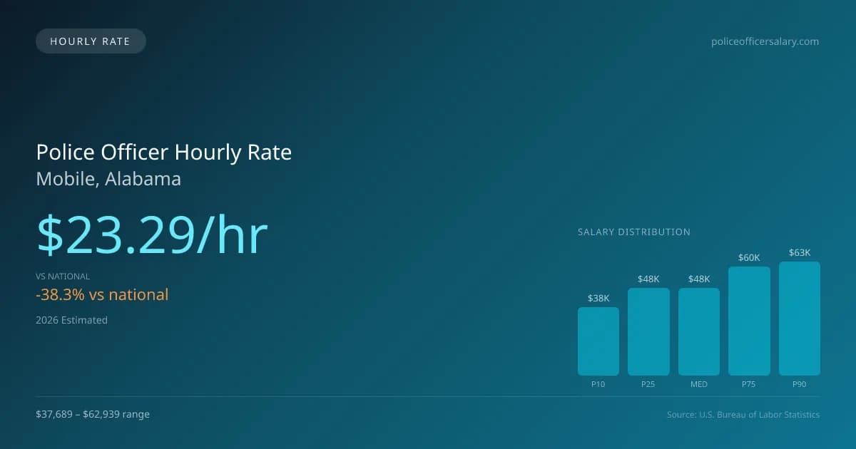 Police Officer Hourly Rate in Mobile, AL — 2026 est., based on 2025 BLS