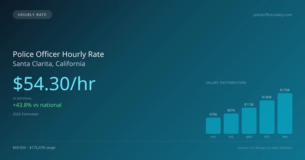 Police Officer Hourly Rate in Santa Clarita, CA — 2026 est., based on 2025 BLS