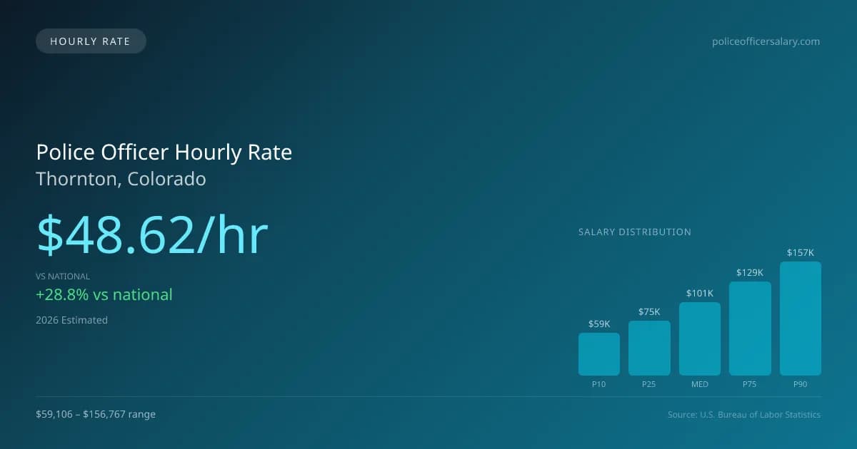 Police Officer Hourly Rate in Thornton, CO — 2026 est., based on 2025 BLS