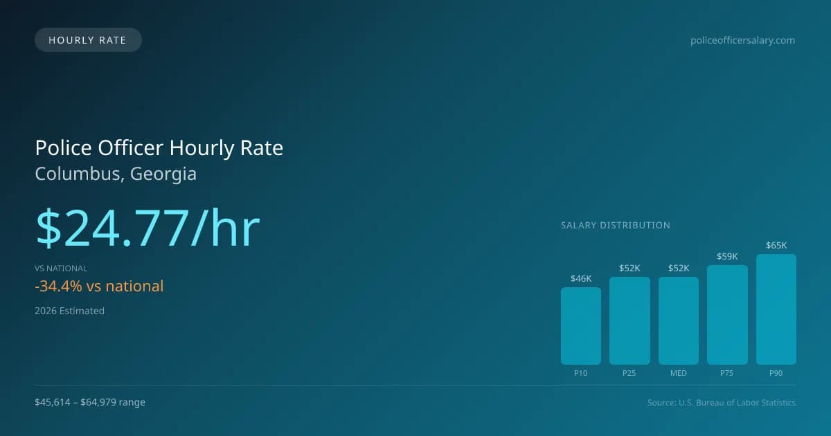 Police Officer Hourly Rate in Columbus, GA — 2026 est., based on 2025 BLS