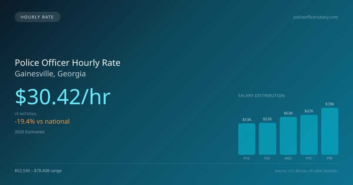 Police Officer Hourly Rate in Gainesville, GA — 2026 est., based on 2025 BLS