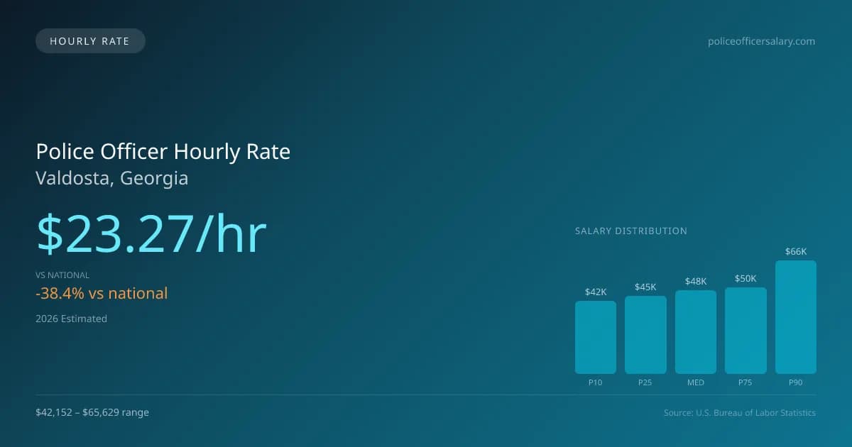 Police Officer Hourly Rate in Valdosta, GA — 2026 est., based on 2025 BLS