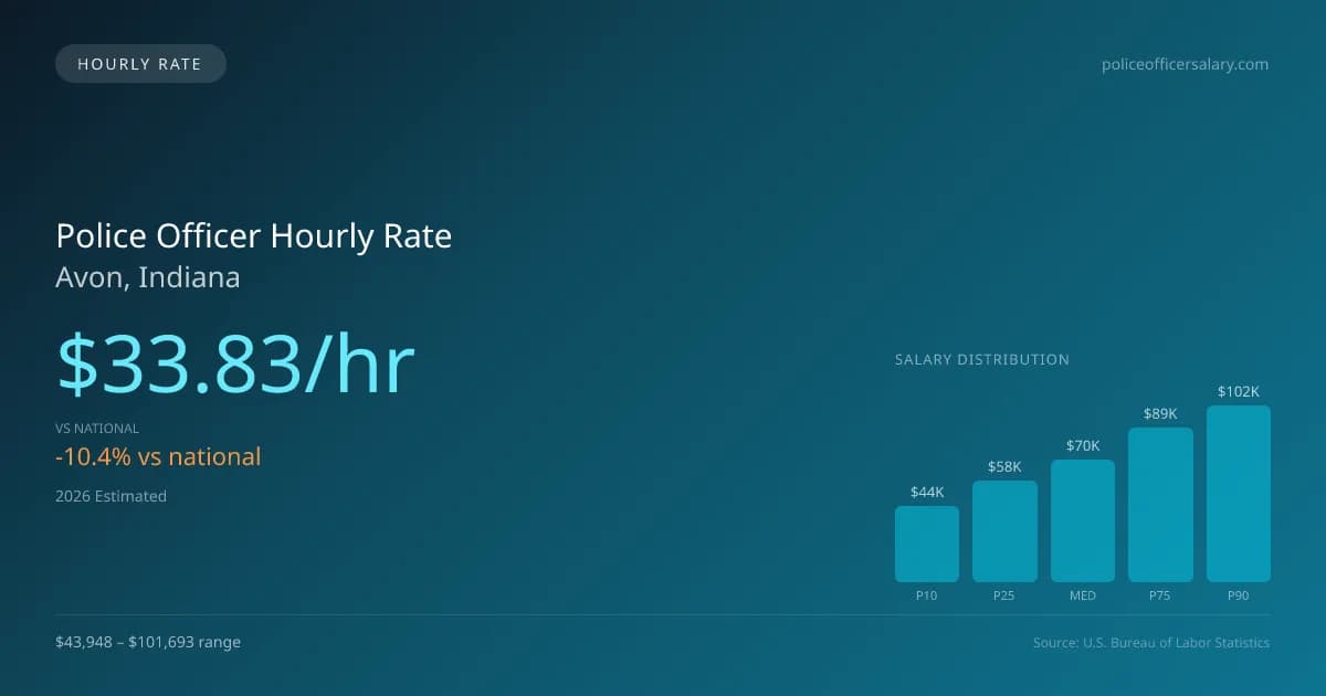 Police Officer Hourly Rate in Avon, IN — 2026 est., based on 2025 BLS