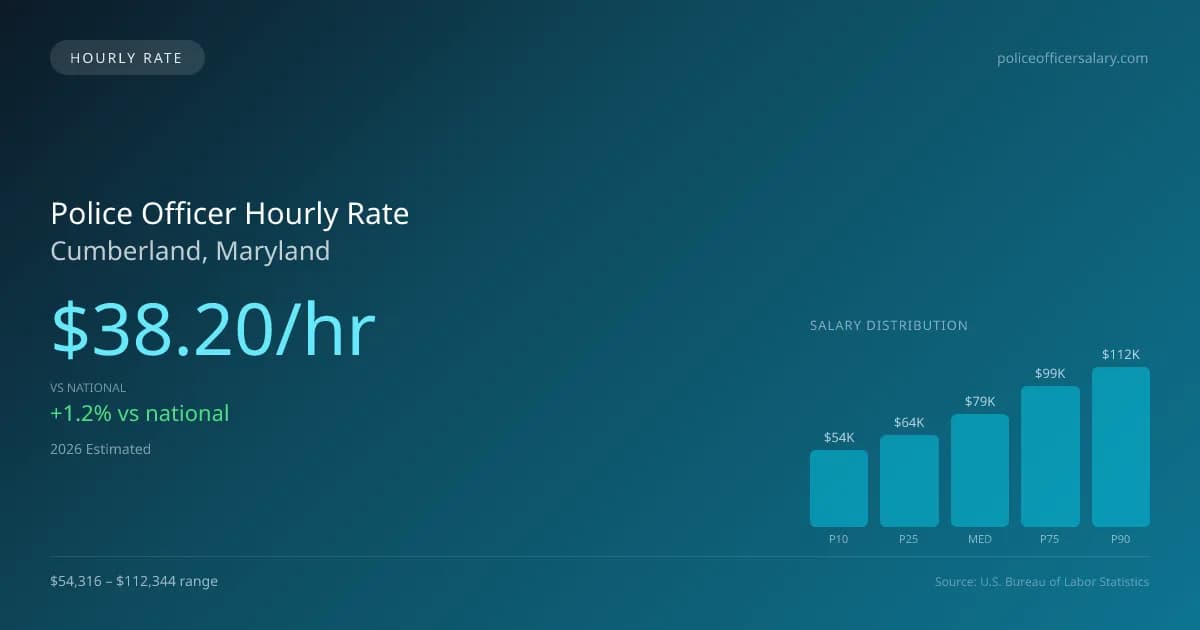 Police Officer Hourly Rate in Cumberland, MD — 2026 est., based on 2025 BLS