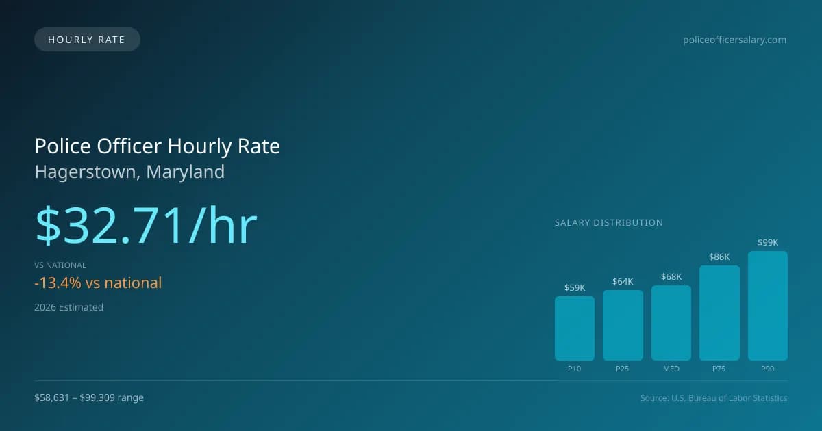 Police Officer Hourly Rate in Hagerstown, MD — 2026 est., based on 2025 BLS