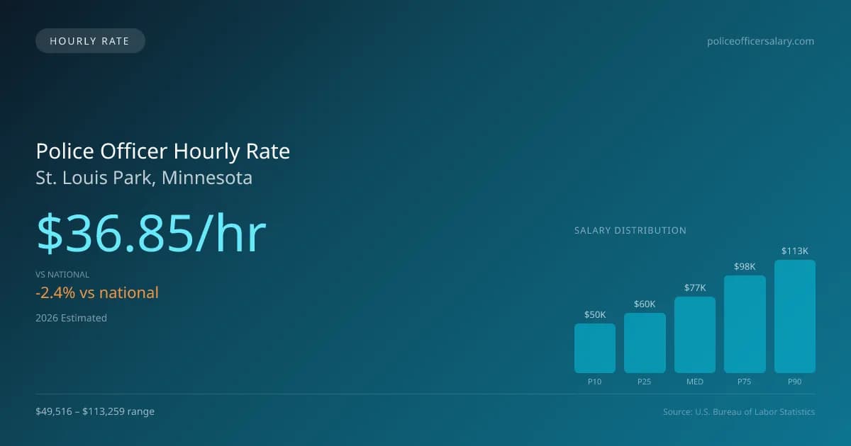 Police Officer Hourly Rate in St. Louis Park, MN — 2026 est., based on 2025 BLS