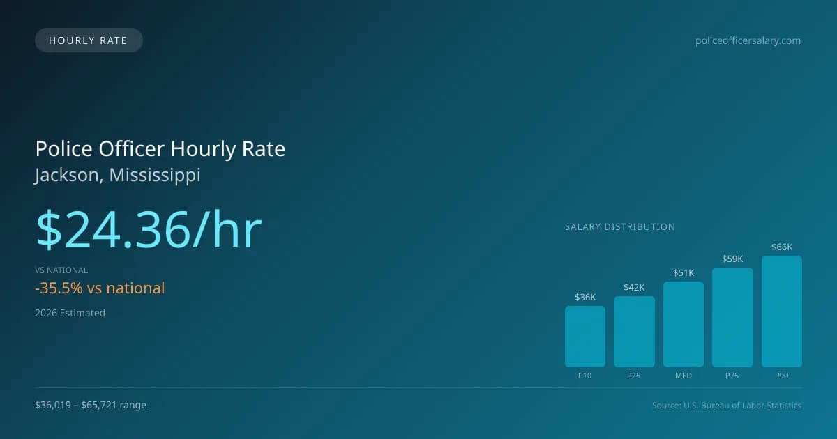 Police Officer Hourly Rate in Jackson, MS — 2026 est., based on 2025 BLS