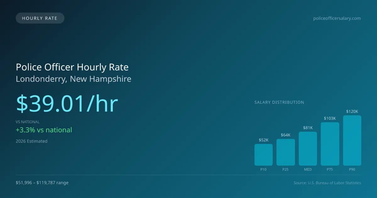 Police Officer Hourly Rate in Londonderry, NH — 2026 est., based on 2025 BLS
