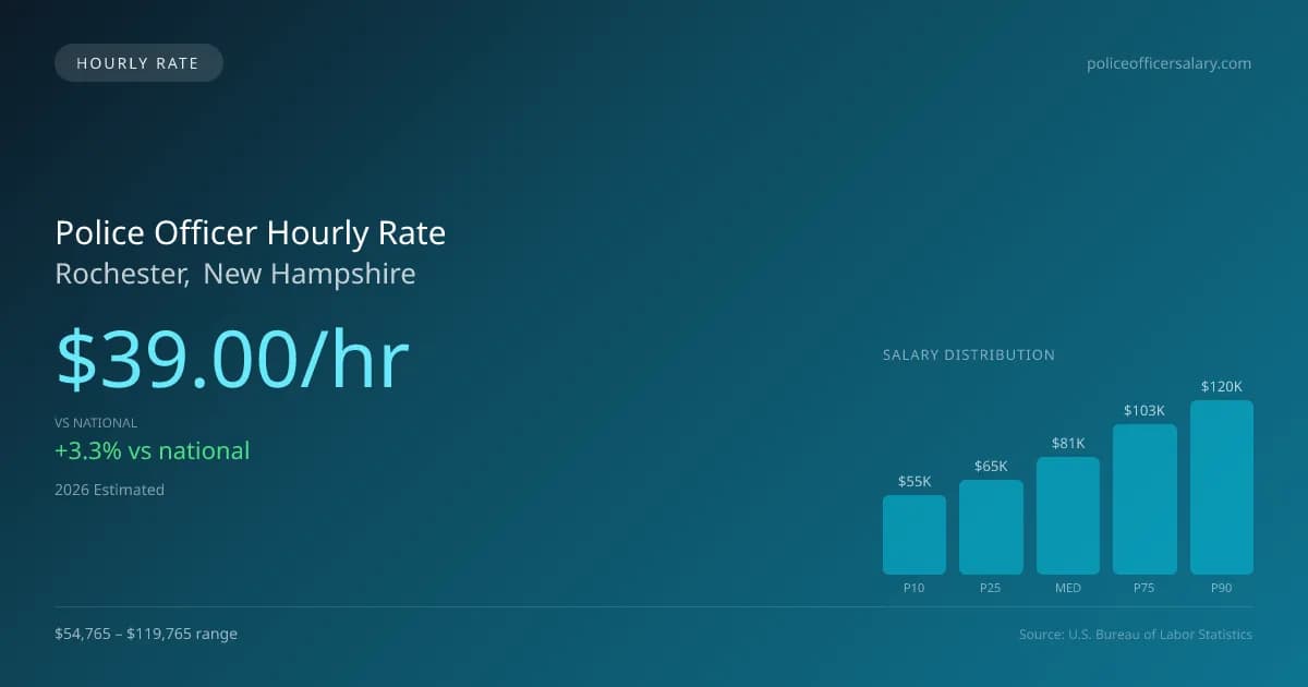 Police Officer Hourly Rate in Rochester, NH — 2026 est., based on 2025 BLS