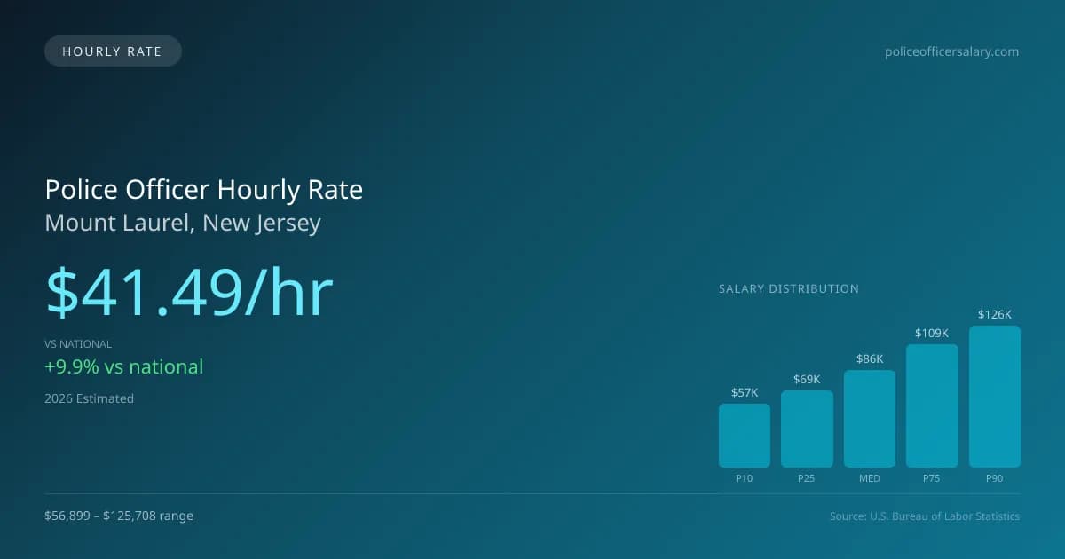 Police Officer Hourly Rate in Mount Laurel, NJ — 2026 est., based on 2025 BLS
