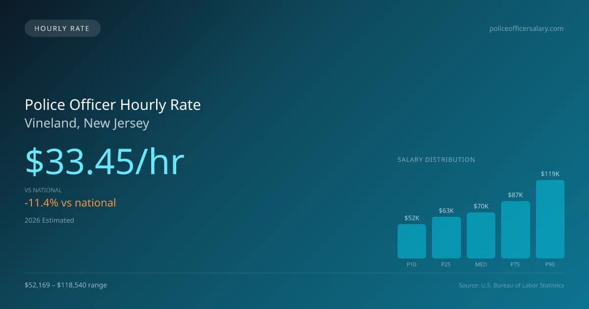 Police Officer Hourly Rate in Vineland, NJ — 2026 est., based on 2025 BLS