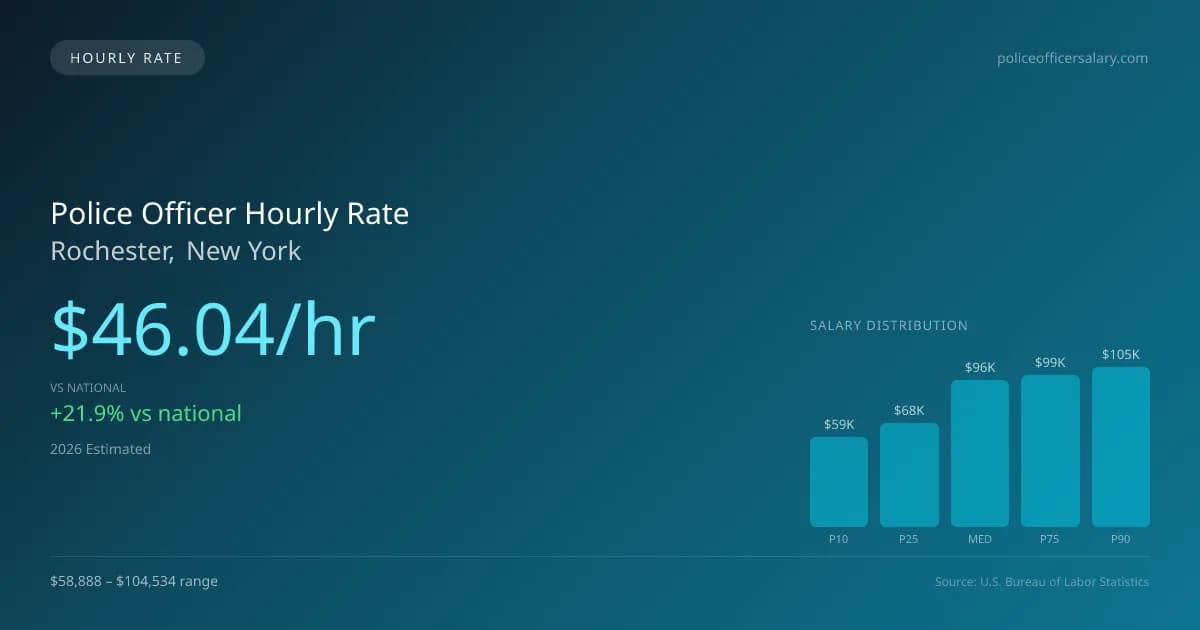Police Officer Hourly Rate in Rochester, NY — 2026 est., based on 2025 BLS