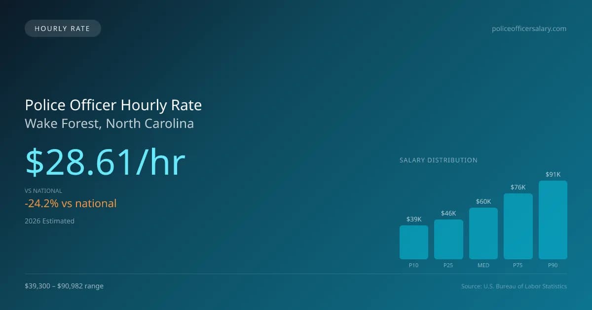 Police Officer Hourly Rate in Wake Forest, NC — 2026 est., based on 2025 BLS