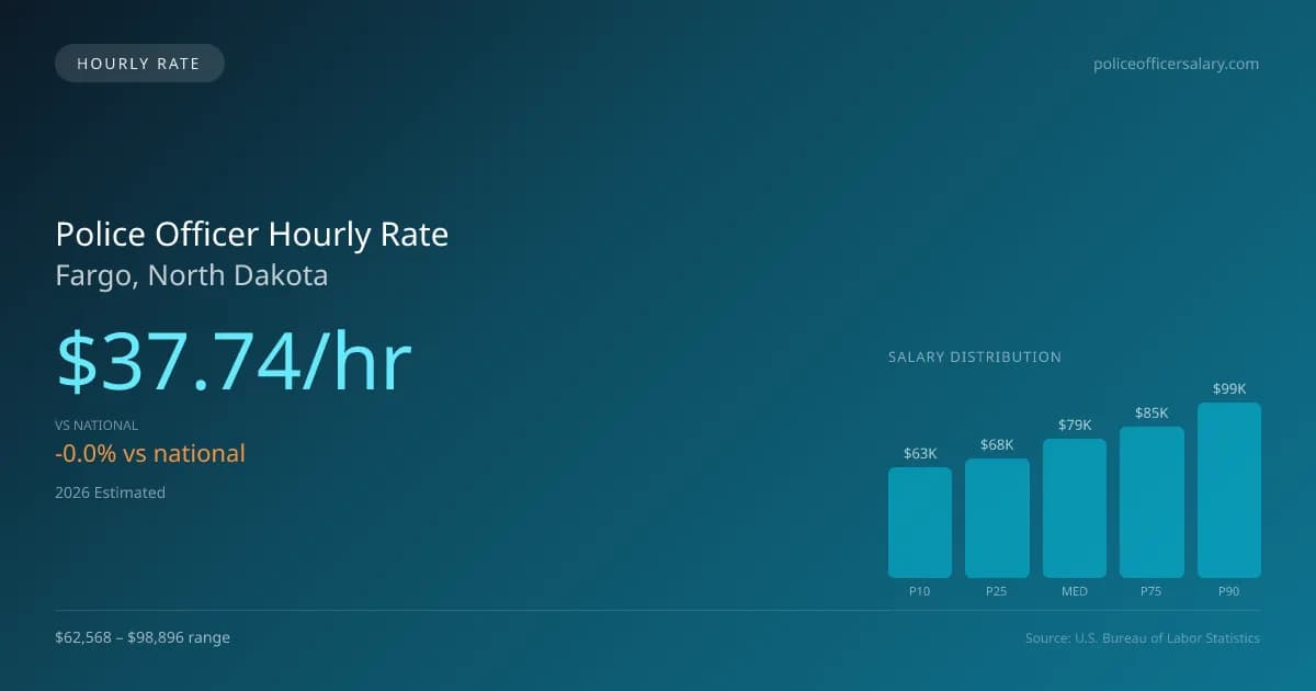 Police Officer Hourly Rate in Fargo, ND — 2026 est., based on 2025 BLS