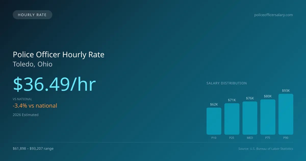 Police Officer Hourly Rate in Toledo, OH — 2026 est., based on 2025 BLS