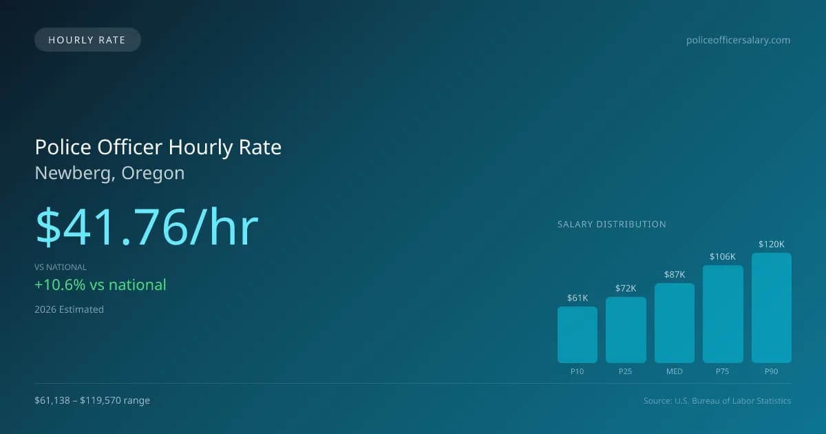 Police Officer Hourly Rate in Newberg, OR — 2026 est., based on 2025 BLS