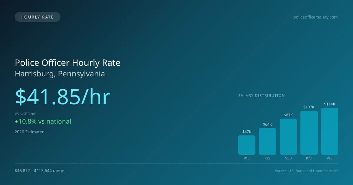 Police Officer Hourly Rate in Harrisburg, PA — 2026 est., based on 2025 BLS