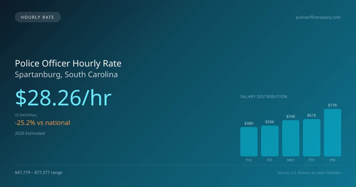 Police Officer Hourly Rate in Spartanburg, SC — 2026 est., based on 2025 BLS