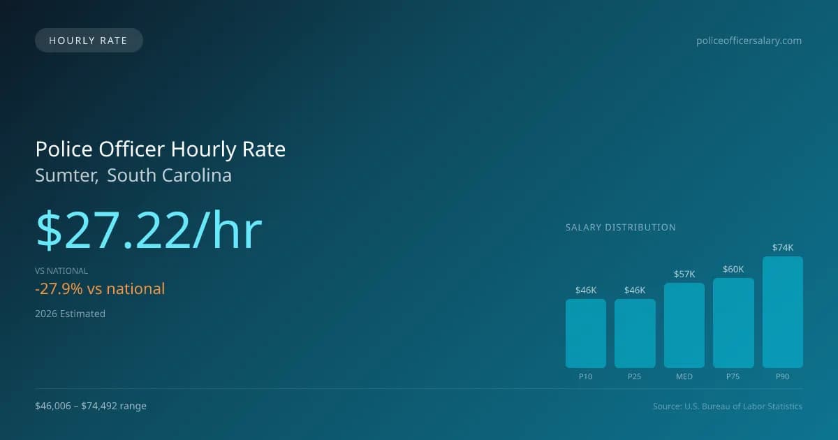 Police Officer Hourly Rate in Sumter, SC — 2026 est., based on 2025 BLS