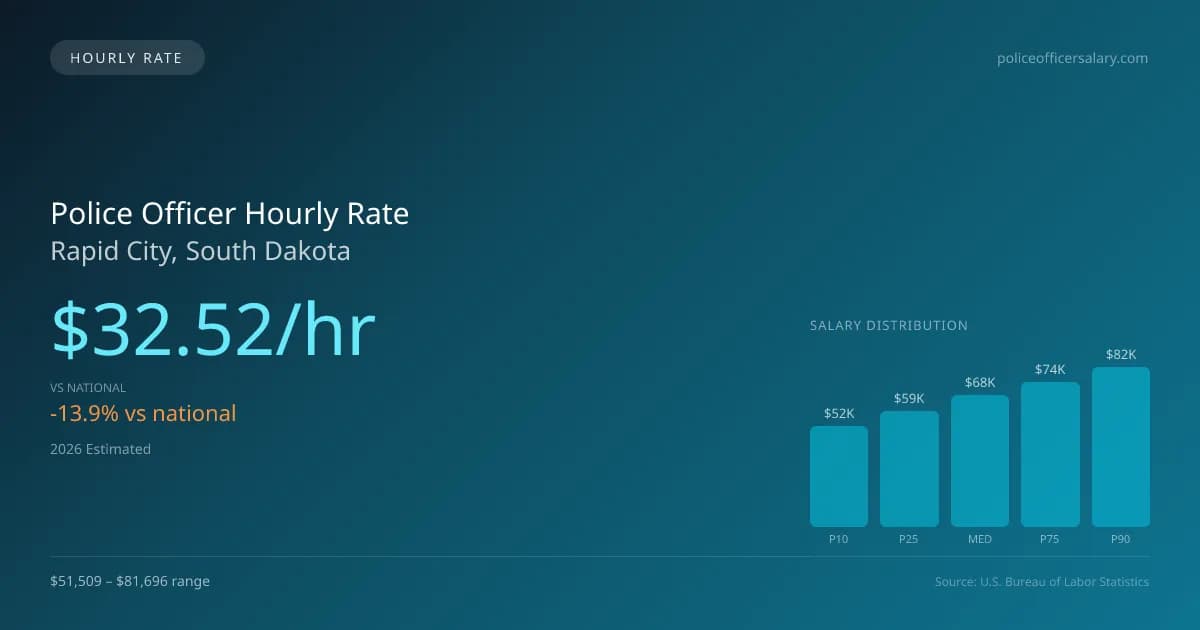 Police Officer Hourly Rate in Rapid City, SD — 2026 est., based on 2025 BLS