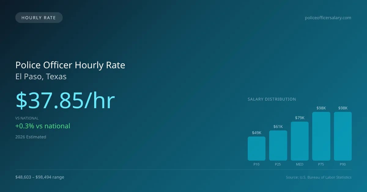 Police Officer Hourly Rate in El Paso, TX — 2026 est., based on 2025 BLS