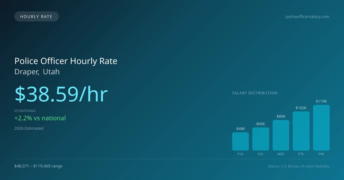 Police Officer Hourly Rate in Draper, UT — 2026 est., based on 2025 BLS