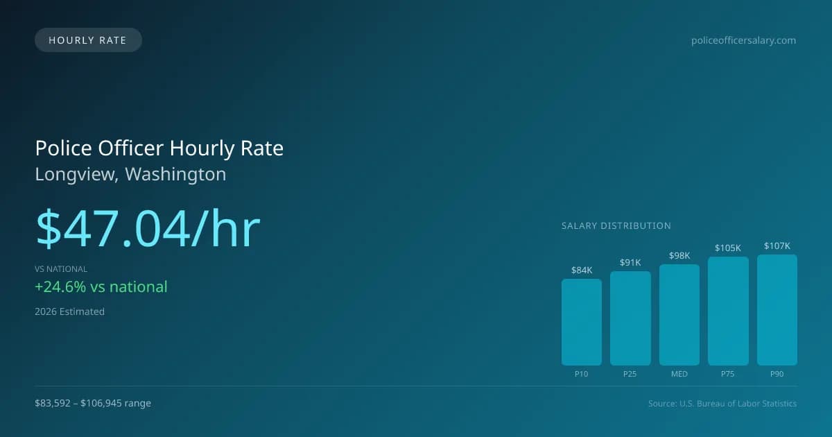 Police Officer Hourly Rate in Longview, WA — 2026 est., based on 2025 BLS
