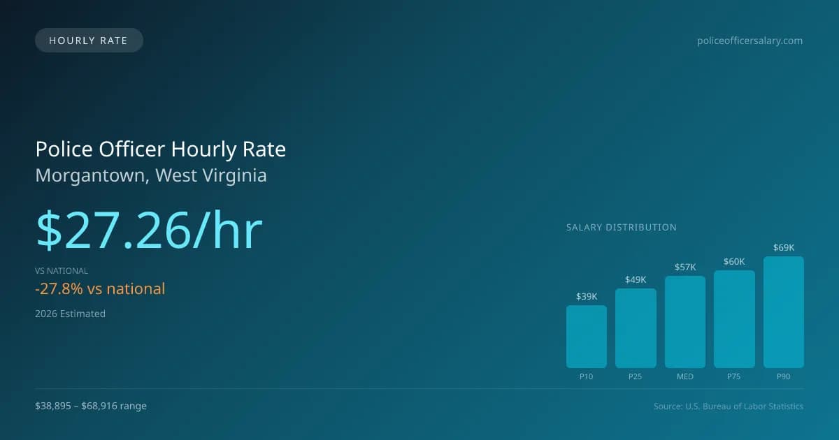 Police Officer Hourly Rate in Morgantown, WV — 2026 est., based on 2025 BLS