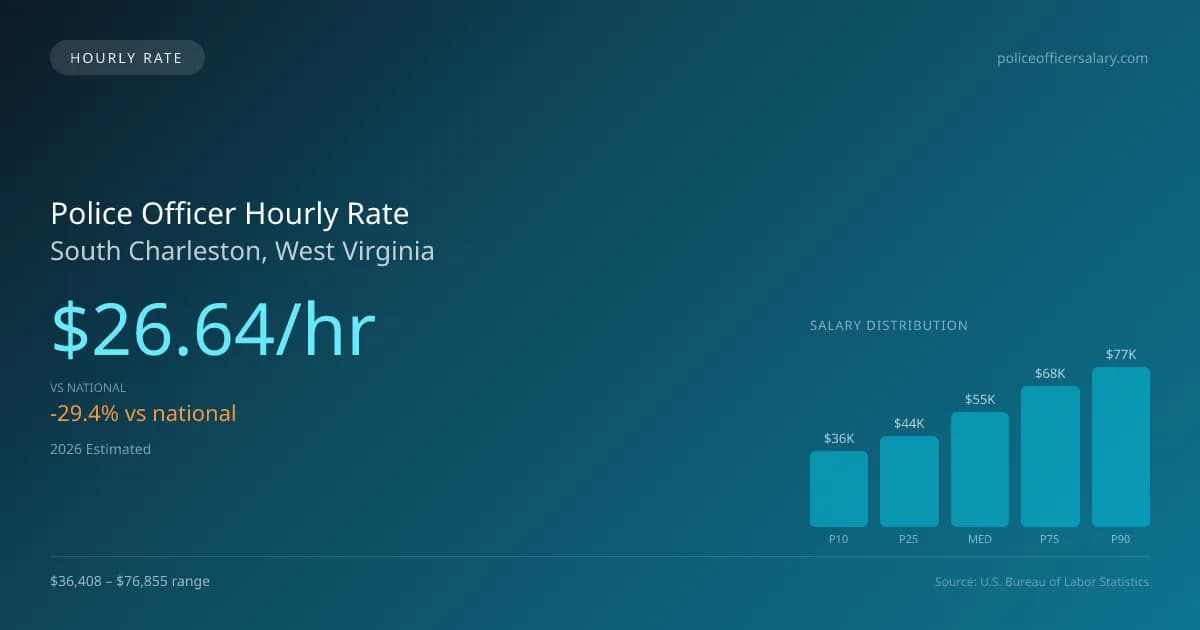 Police Officer Hourly Rate in South Charleston, WV — 2026 est., based on 2025 BLS