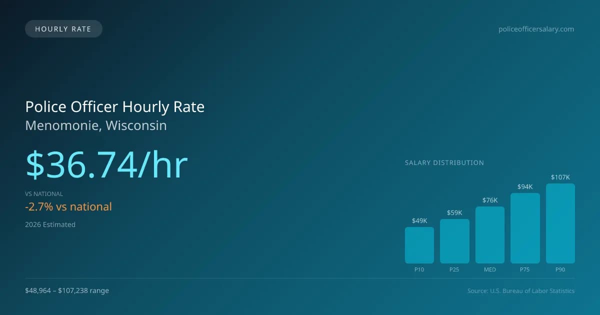 Police Officer Hourly Rate in Menomonie, WI — 2026 est., based on 2025 BLS