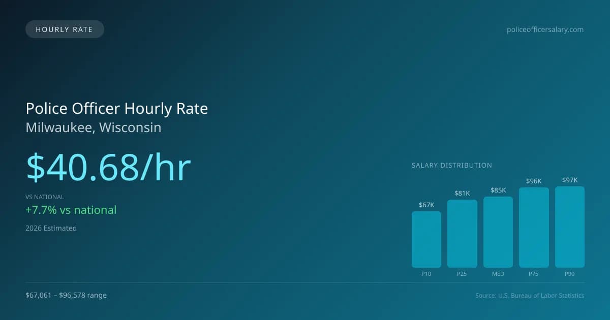 Police Officer Hourly Rate in Milwaukee, WI — 2026 est., based on 2025 BLS