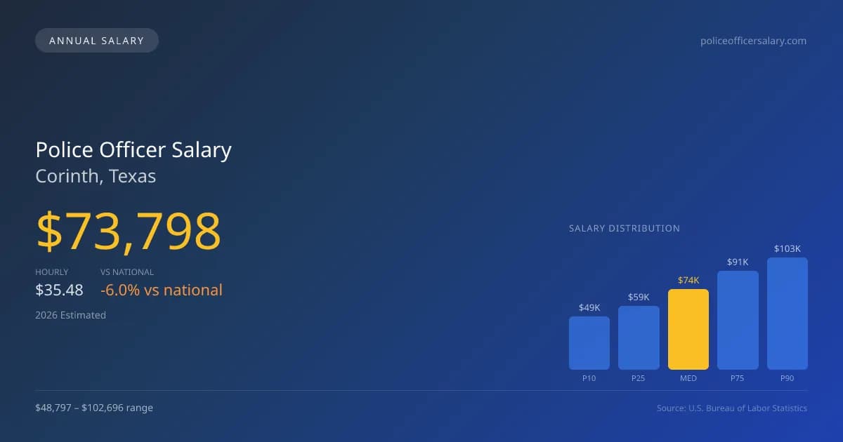 Police Officer Salary in Corinth, TX — 2026 est., based on 2025 BLS