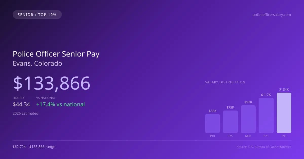 Police Officer Senior Salary in Evans, CO — 2026 est., based on 2025 BLS