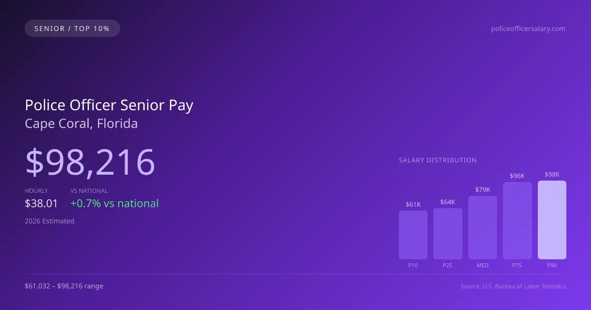 Police Officer Senior Salary in Cape Coral, FL — 2026 est., based on 2025 BLS