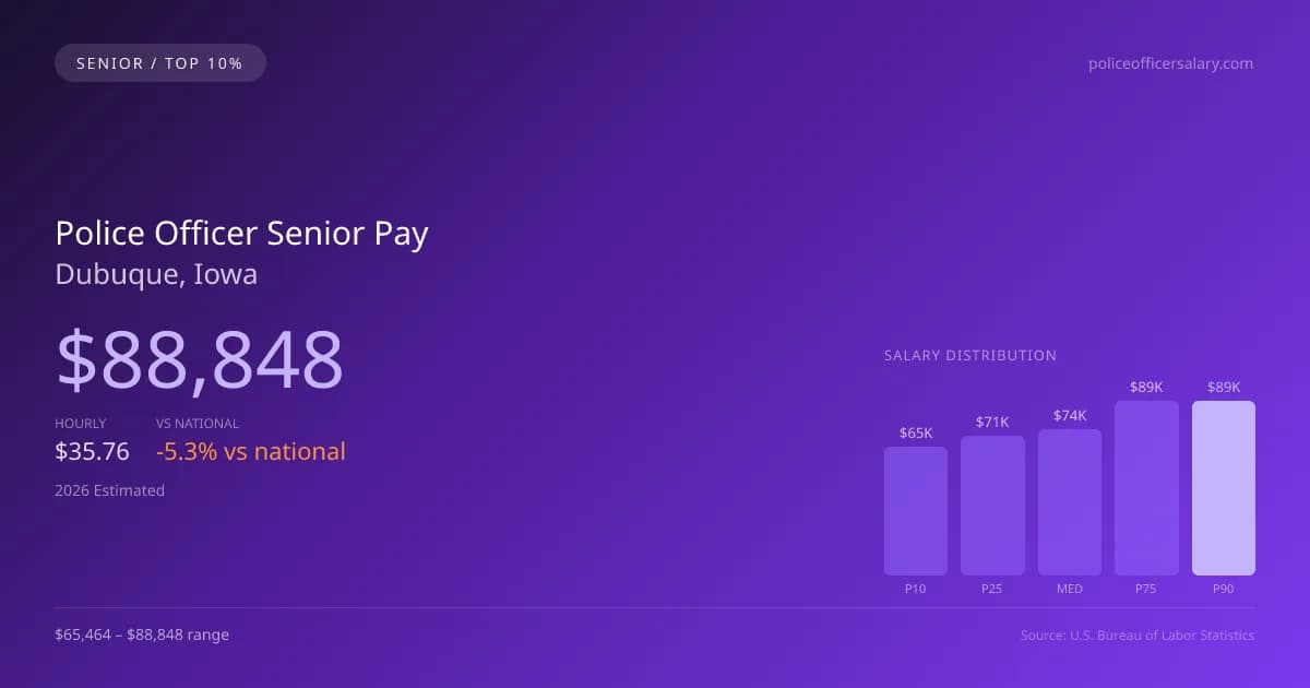 Police Officer Senior Salary in Dubuque, IA — 2026 est., based on 2025 BLS