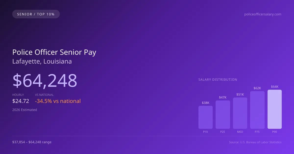 Police Officer Senior Salary in Lafayette, LA — 2026 est., based on 2025 BLS