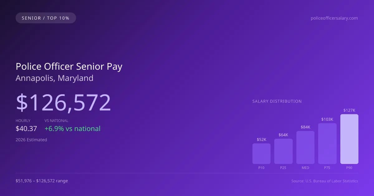 Police Officer Senior Salary in Annapolis, MD — 2026 est., based on 2025 BLS