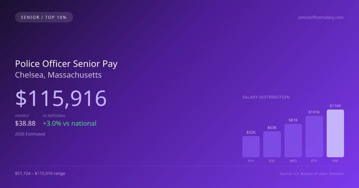 Police Officer Senior Salary in Chelsea, MA — 2026 est., based on 2025 BLS