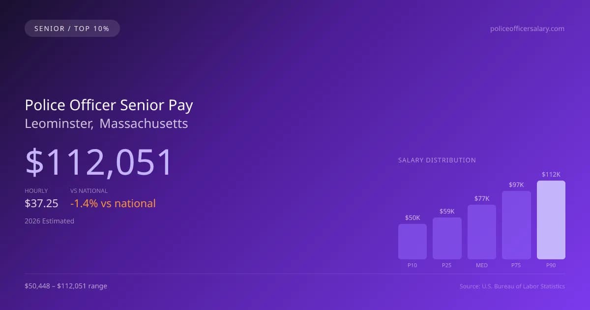 Police Officer Senior Salary in Leominster, MA — 2026 est., based on 2025 BLS