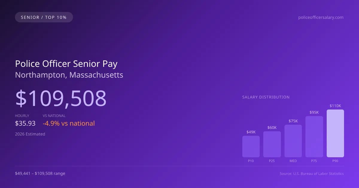 Police Officer Senior Salary in Northampton, MA — 2026 est., based on 2025 BLS