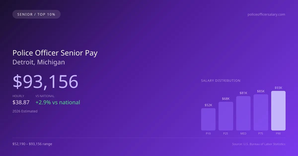 Police Officer Senior Salary in Detroit, MI — 2026 est., based on 2025 BLS