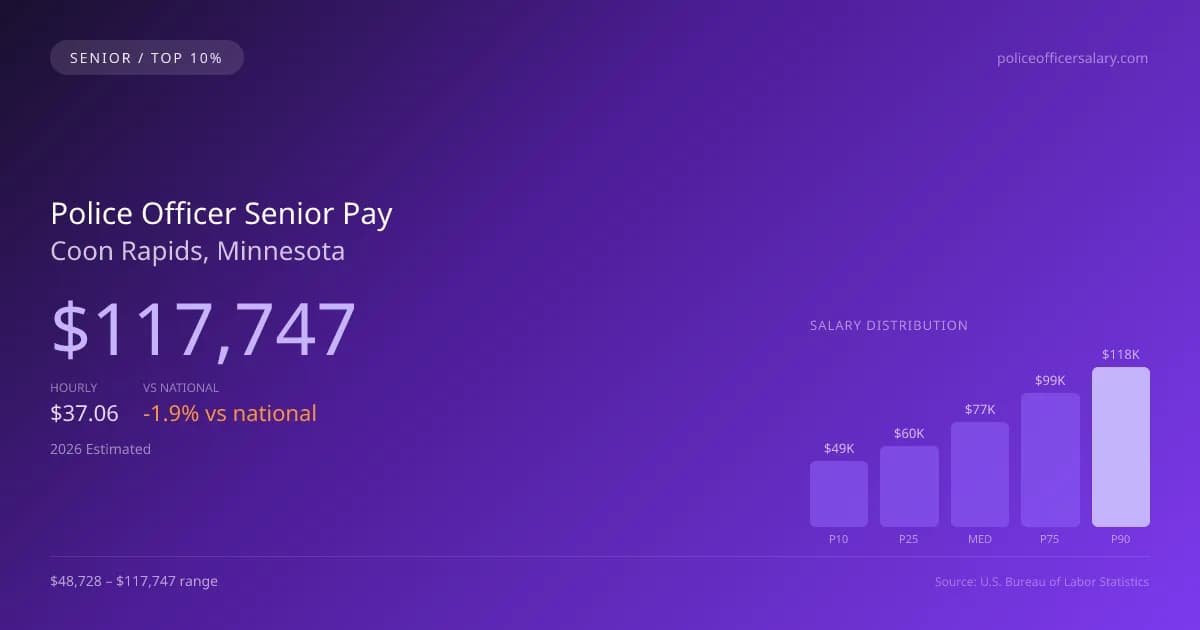 Police Officer Senior Salary in Coon Rapids, MN — 2026 est., based on 2025 BLS