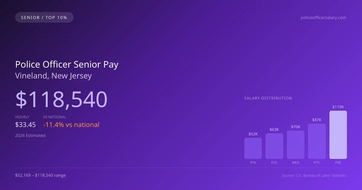Police Officer Senior Salary in Vineland, NJ — 2026 est., based on 2025 BLS