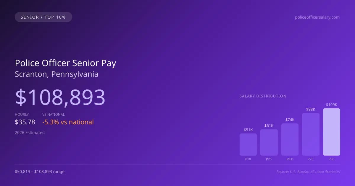 Police Officer Senior Salary in Scranton, PA — 2026 est., based on 2025 BLS