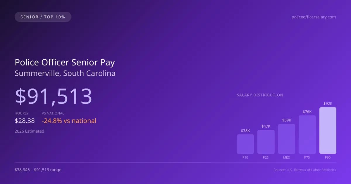 Police Officer Senior Salary in Summerville, SC — 2026 est., based on 2025 BLS
