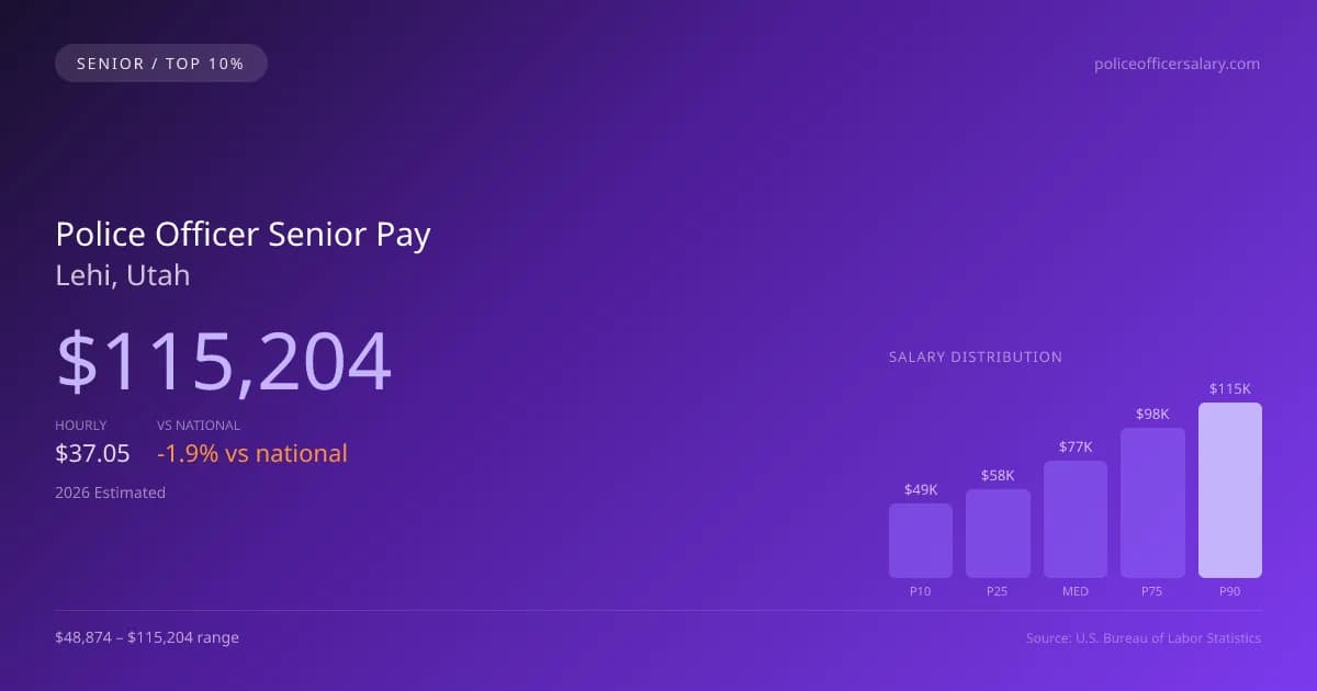 Police Officer Senior Salary in Lehi, UT — 2026 est., based on 2025 BLS