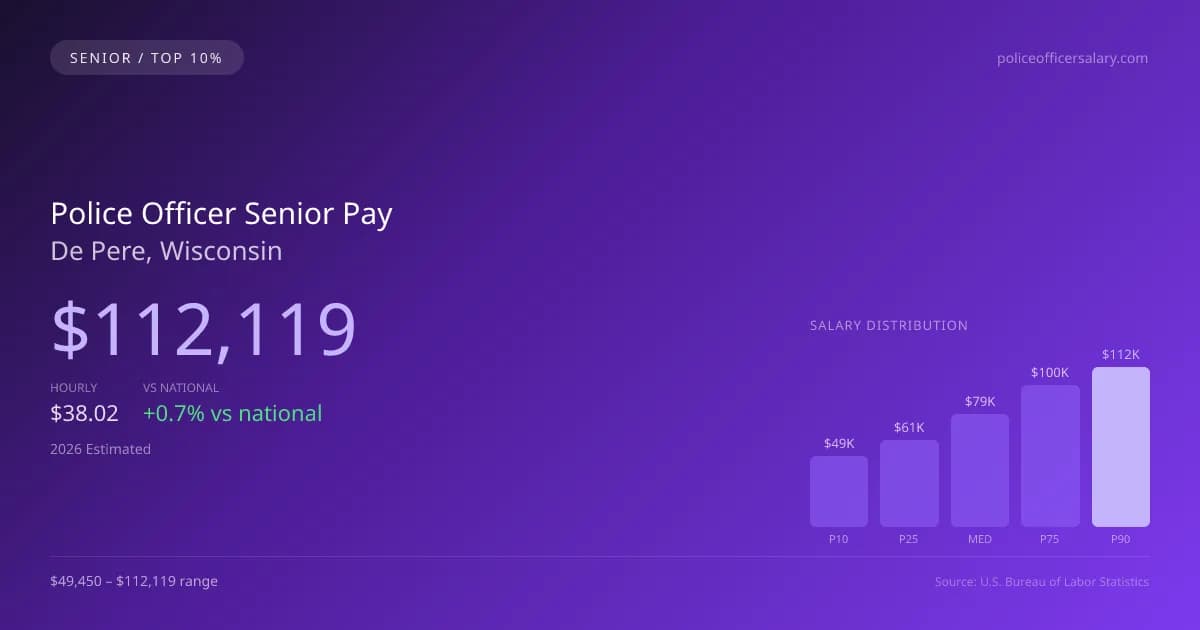 Police Officer Senior Salary in De Pere, WI — 2026 est., based on 2025 BLS
