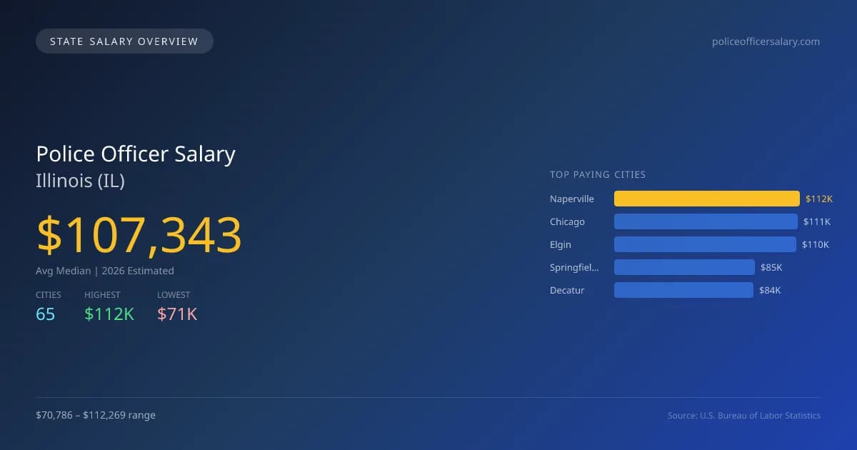 Police Officer Salary in Illinois - 2025 BLS Data Infographic