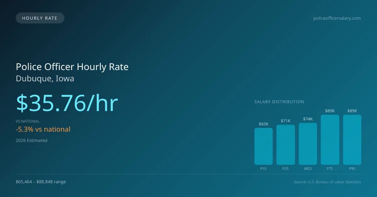 Police Officer Hourly Rate in Dubuque, IA — 2026 est., based on 2025 BLS